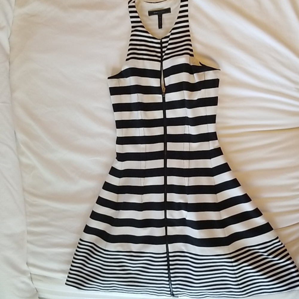 BCBG Striped Fit and Flare Dress